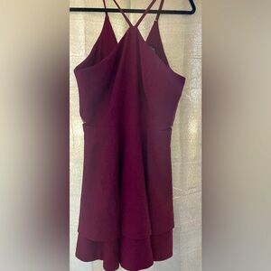 Windsor Party Dress - Burgundy w Sparkles 2 Layer Short Dress.